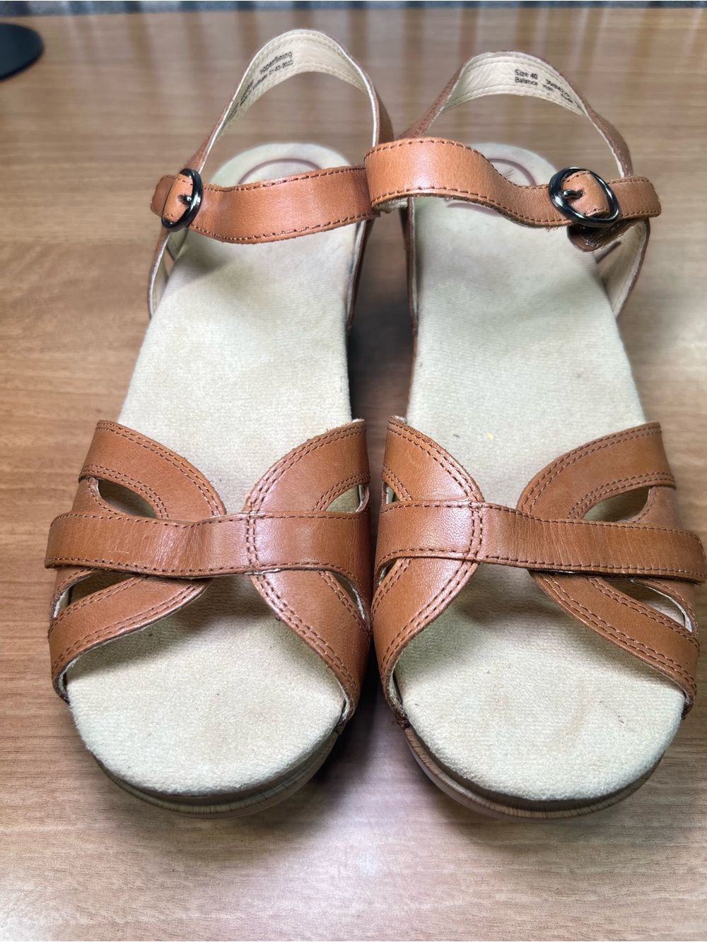 Dansko Brown Leather Wedge Sandals Womens 40 Ankle Strap Comfort Platform Shoes